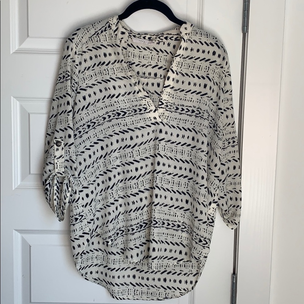 Nordstrom Button Sleeve Tribal Print Tunic